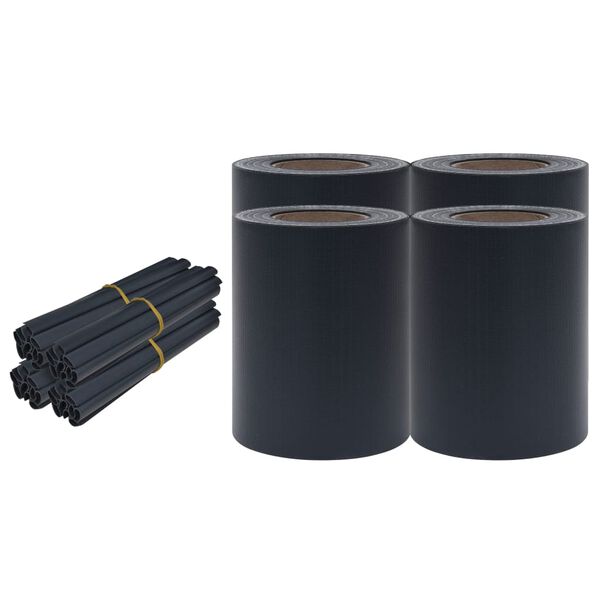 vidaXL dārza aizslietņi, 4 gab., PVC, 35x0,19 m, matēti, tumši pelēki