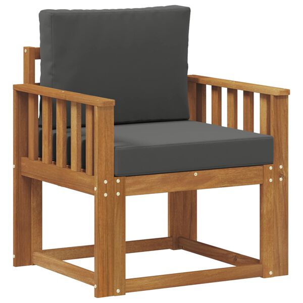 vidaXL Āra dīvāns Cieta akācijas koks un poliesters Dabiska