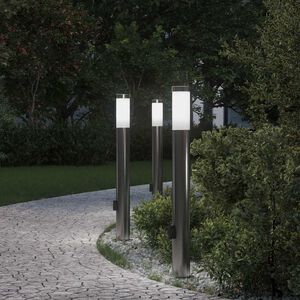 vidaXL stabveida gaismekļi ar kontaktligzdu, 3 gab., 80 cm, nerūsējo&scaron;ais tērauds, IP44