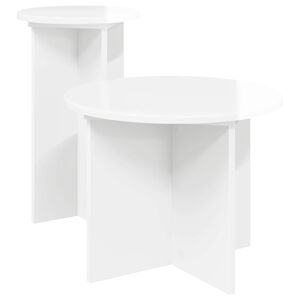 vidaXL Sānu galdiņu komplekts 2 gab. Spīdīgi balts &Oslash; 45 x 35 cm
