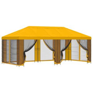vidaXL Paviljons ar sānu sienām 6 x 3 m Dzeltena Poliesters un tērauds