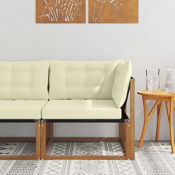 vidaXL Āra Stūra Dīvāns Cietā akācijas koks Dabiska