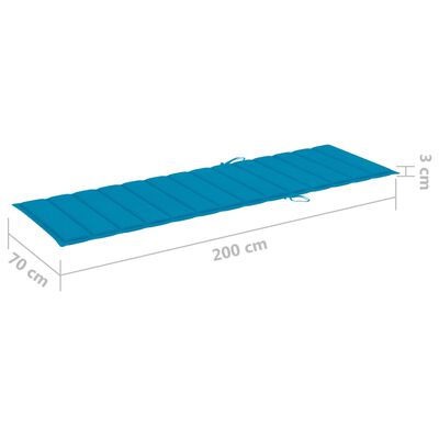 vidaXL sauļošanās zvilnis, zils matracis, impregnēta priede