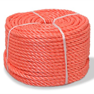 vidaXL vīta virve, polipropilēns, 16 mm, 100 m, oranža