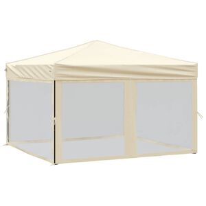 vidaXL saliekama nojume ar sienām, krēmkrāsas, 3x3 m