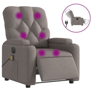 vidaXL elektrisks masāžas krēsls, atgāžams, pelēkbrūns audums