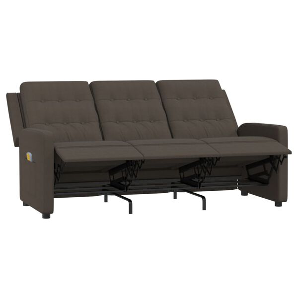 vidaXL trīsvietīgs masāžas krēsls, atgāžams, brūns audums