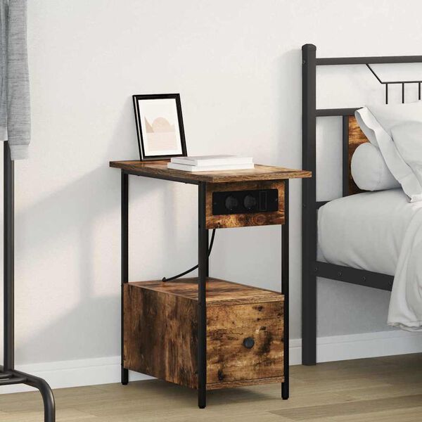 vidaXL Nakts skapītis Dūmaka ozols 60 x 30 x 61 cm Inženierijas koks