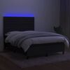 vidaXL atsperu gulta ar matraci, LED, melns audums, 140x190 cm