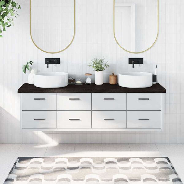 vidaXL vannasistabas virsma, tum&scaron;i brūna, 180x50x(2-6) cm, masīvkoks