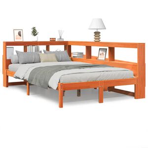 vidaXL gulta ar grāmatu plauktu, bez matrača, 120x200 cm, priedes koks