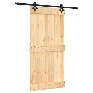 vidaXL Slīdo&scaron;ās durvis 100 x 210 cm Cieta priedes koks (neapstrādāts)