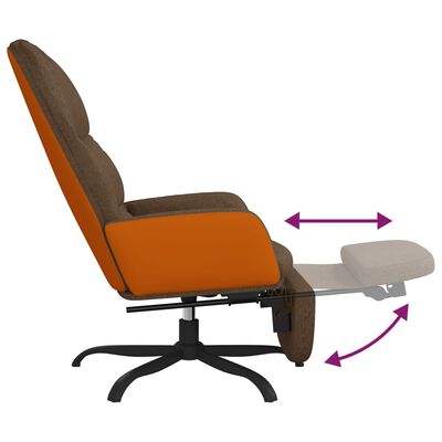 vidaXL atpūtas krēsls ar kāju balstu, brūns audums
