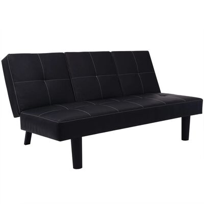 vidaXL izvelkams dīvāns ar galdiņu, mākslīgā āda, melna