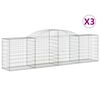 vidaXL arkveida gabiona grozi, 3 gb., 300x50x80/100cm, cinkota dzelzs