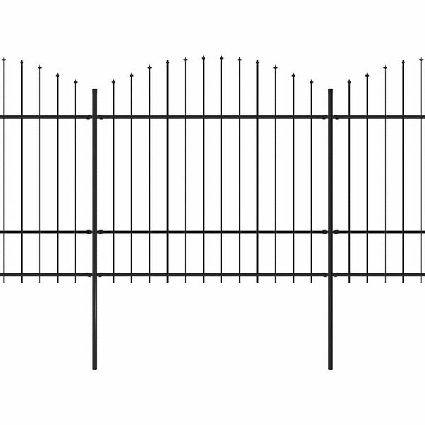 vidaXL dārza žogs ar &scaron;ķēpu galiem, tērauds, 892,5x175 cm, melns