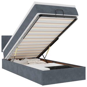 vidaXL Osmaņu gultas rāmis ar matrača gai&scaron;i pelēks 80x200 cm samts