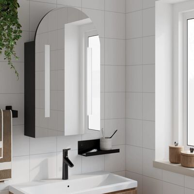 vidaXL vannasistabas spoguļskapītis ar LED, 42x13x70 cm, melns