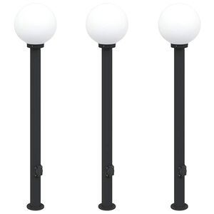 vidaXL stabveida gaismekļi ar kontaktligzdu, 3 gab., 120 cm, melni, IP44