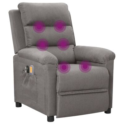 vidaXL elektrisks masāžas krēsls, gaiši pelēks audums