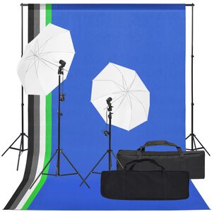vidaXL fotostudijas komplekts, gaismas un fons