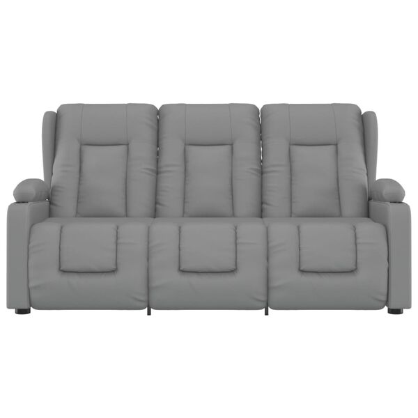 vidaXL trīsvietīgs masāžas krēsls ar glāžu turētāju, bē&scaron;a mākslīgā āda