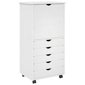 vidaXL Rito&scaron;ais skapis ar riteni Balts 53 x 39 x 103 cm Cieta priede
