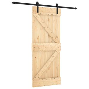 vidaXL Slīdo&scaron;ās durvis 85 x 210 cm Cieta priedes koks (neapstrādāts)