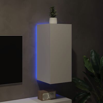 vidaXL TV galdiņš ar LED lampiņām, balti, 30,5x35x70 cm