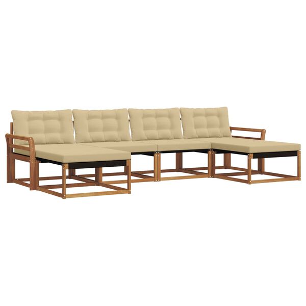 vidaXL Āra dīvānu komplekts ar spilvenu 6 pcs Dabisks un bē&scaron;s