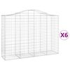 vidaXL arkveida gabiona grozi, 6 gb., 200x50x140/160cm, cinkota dzelzs