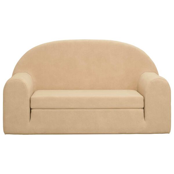 vidaXL divvietīga bērnu dīvāngulta, krēmkrāsa, mīksts plīšs