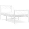 vidaXL gultas rāmis ar galvgali un kājgali, balts metāls, 100x200 cm