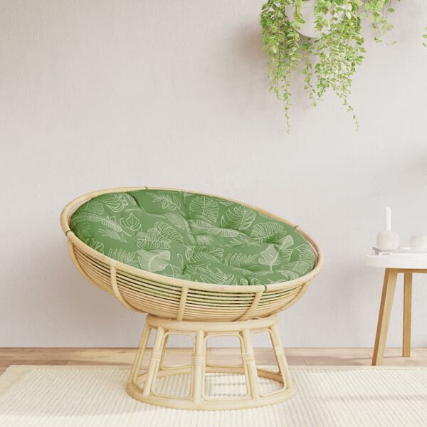 vidaXL krēslu spilvens, apaļ&scaron;, &Oslash;100 x11 cm, audums, lapu apdruka