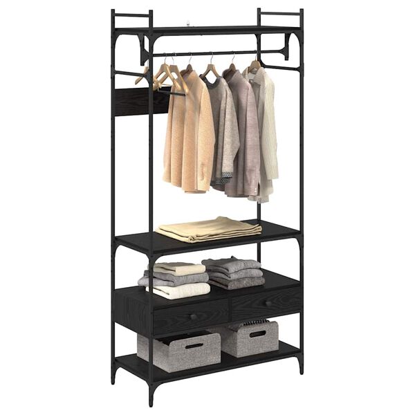 vidaXL Skapis Melns ozols 89 x 39 x 184.5 cm Inženierijas koks