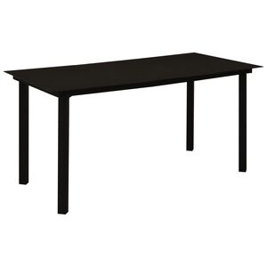 vidaXL dārza galds, melns, 150x80x74 cm, tērauds un stikls