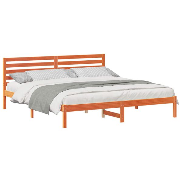 vidaXL Gultas rāmis Vaks brūns 200 x 200 cm Ciets priedes koks