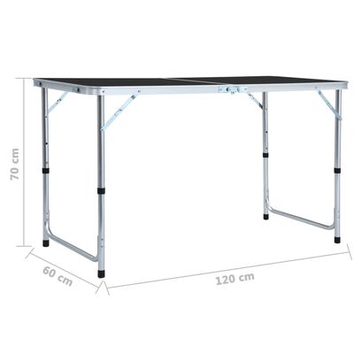 vidaXL saliekams kempinga galds, pelēks, alumīnijs, 120x60 cm
