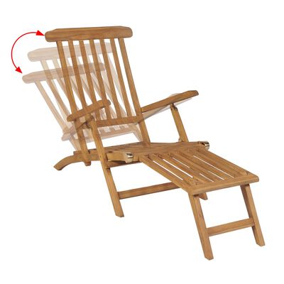 vidaXL pludmales krēsls ar kāju balstu, masīvs tīkkoks