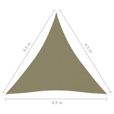 vidaXL saulessargs, 4,5x4,5x4,5 m, trijstūra, bēšs oksforda audums