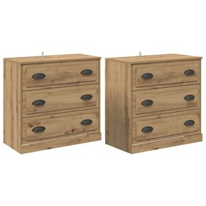 vidaXL Sānu skapji 2 pcs Artisānā ozols 70 x 35,5 x 67,5 cm