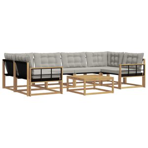 vidaXL Āra dīvānu komplekts 7 pcs Balta un gai&scaron;i pelēka