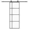vidaXL bīdāmās durvis ar stiprinājumiem, melns, stikls, 76x205 cm