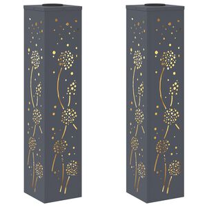 vidaXL Saules LED ceļa gaisma 2 gab. Silti balts 18 x 18 x 80 cm