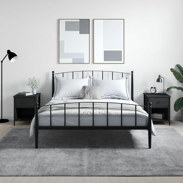 vidaXL naktsskapī&scaron;i, 2 gab., melni, 40x42x50 cm, inženierijas koks