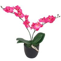 vidaXL mākslīgais augs, orhideja ar podiņu, 30 cm, sarkana