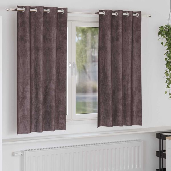 vidaXL Samta aizkari ar aizkariem 2 pcs Brūna 175 x 140 cm Samts