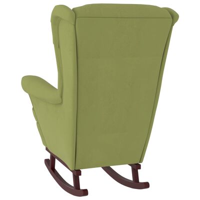 vidaXL šūpuļkrēsls, masīva gumijkoka kājas, gaiši zaļš samts