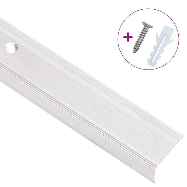 vidaXL kāpņu profili, 15 gb., L forma, 100cm, sudraba krāsas alumīnijs