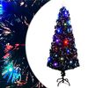 vidaXL izgaismota Ziemassvētku egle ar statīvu un LED, 240cm, optiskā &scaron;ķiedra